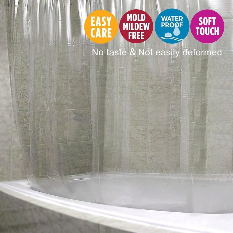 Blu-Pier Tech Clear Shower Curtain Set,Waterproof,PEVA Shower Curtain Liner for Bathroomï¼Œ72W x 72H-6Gauge - Image 3